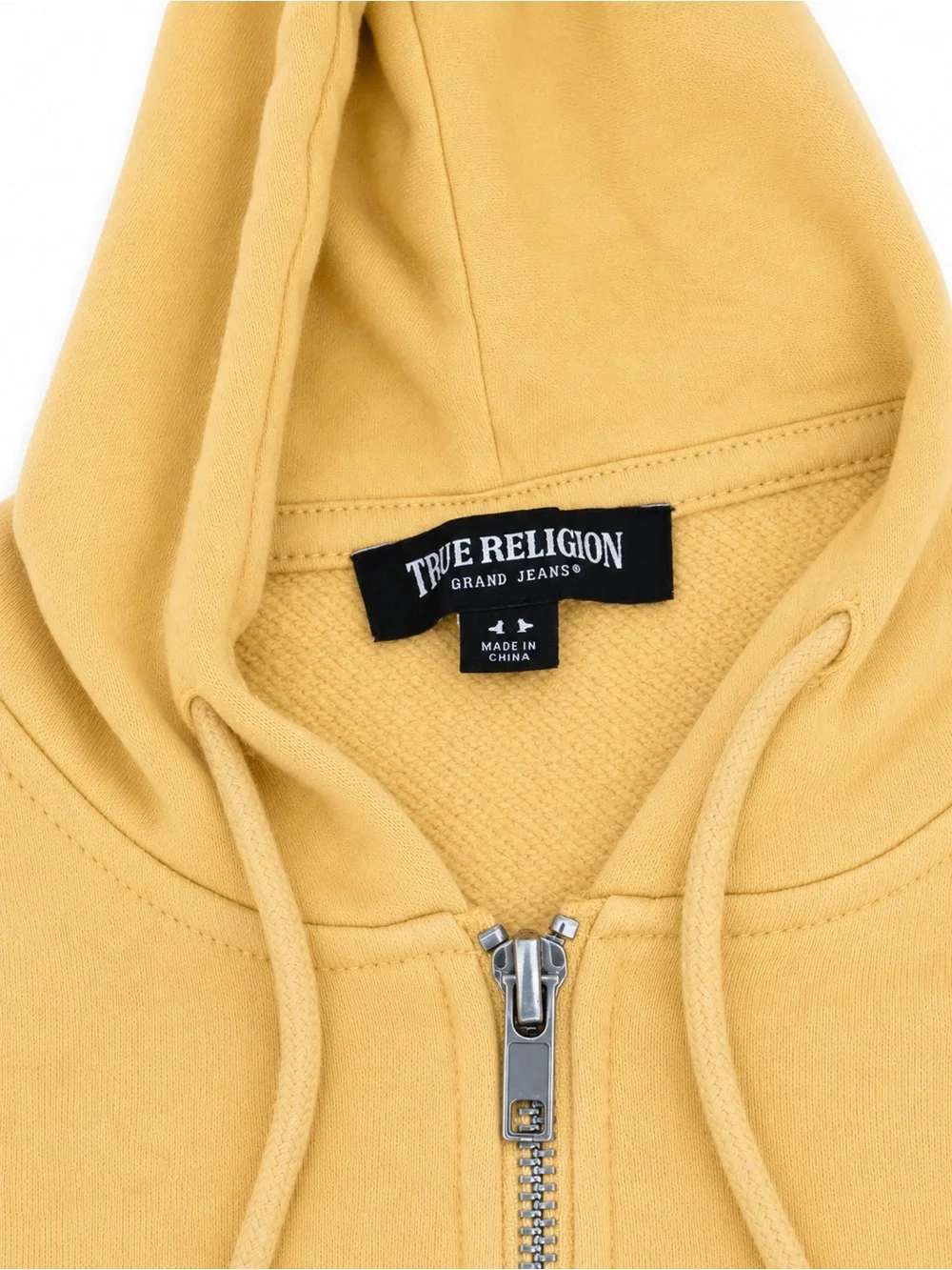 True Religion Mustard Zip-Up Hoodie with Logo Tag